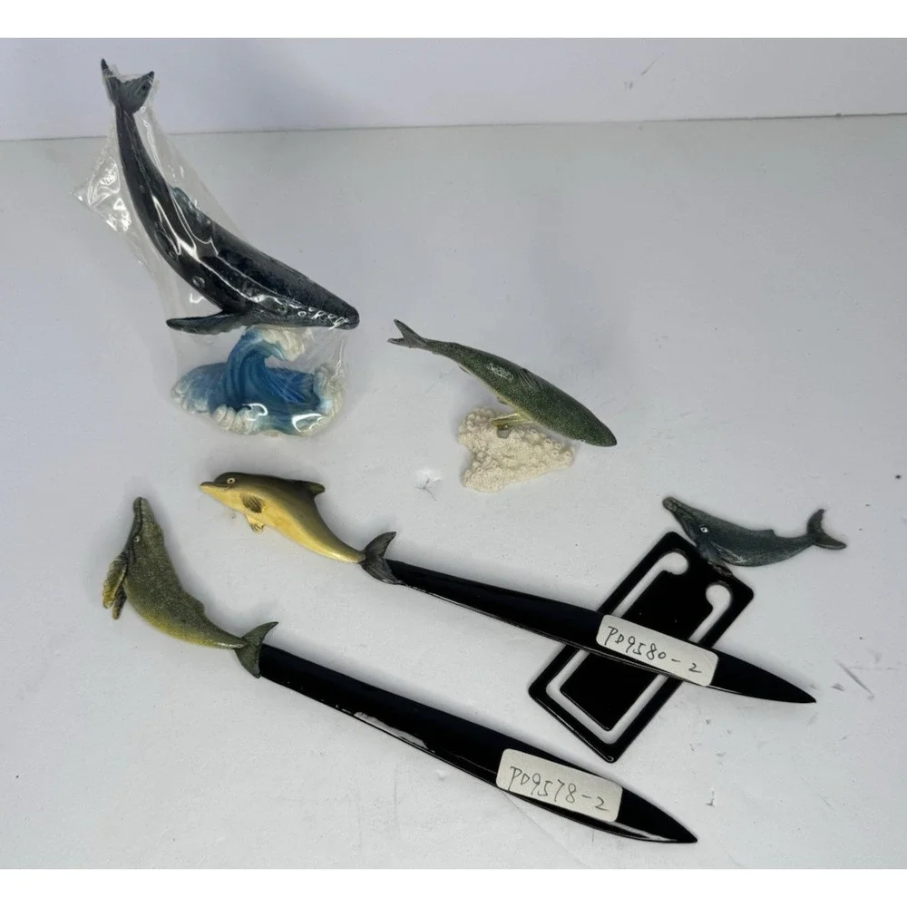 Lot of 5 Vintage Lacquer Painted Fish Letter‎ Openers And Figurines 8